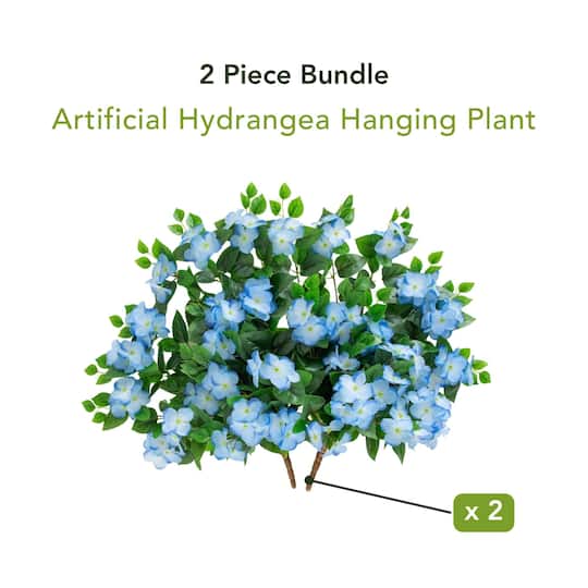 24" UV Resistant Artificial Hydrangea Hanging Plants